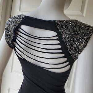 Guess Size XS Vintage Y2k Black Short Sleeve Cut Out Bling Top
